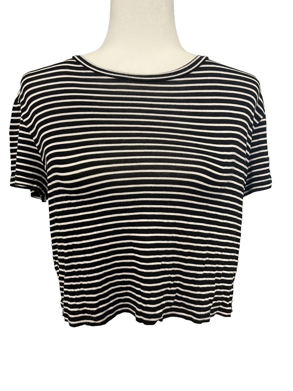 Womens Elite Collection Size Small Black White Striped Crop Top Made in USA